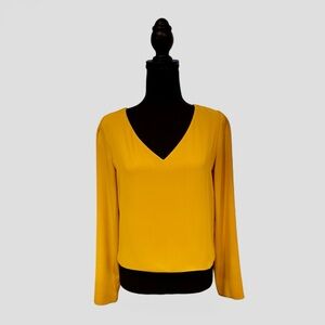BABATON Aritzia‎ V Neck Randy Blouse Size Small Golden Yellow casual work